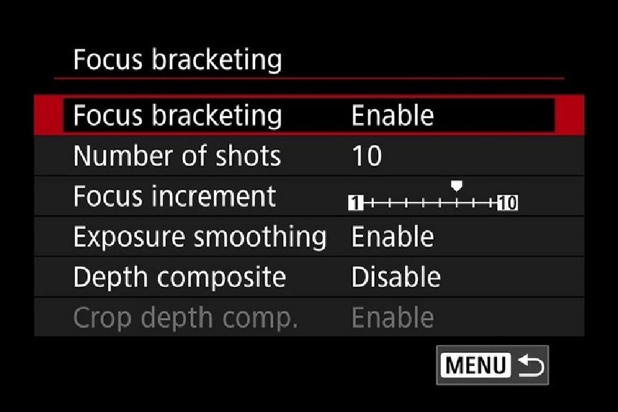 فعال‌سازی Focus Bracketing در دوربین