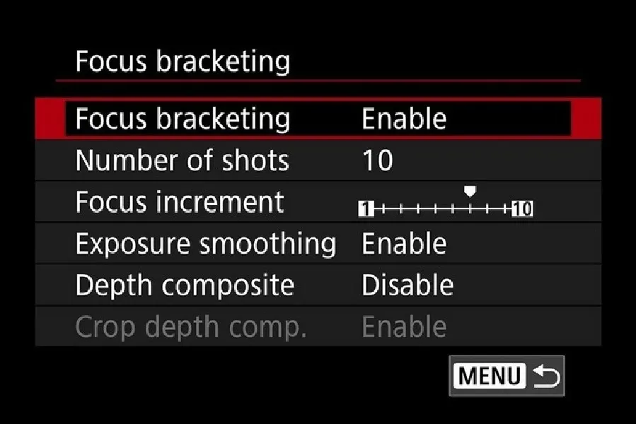 فعال‌سازی Focus Bracketing در دوربین